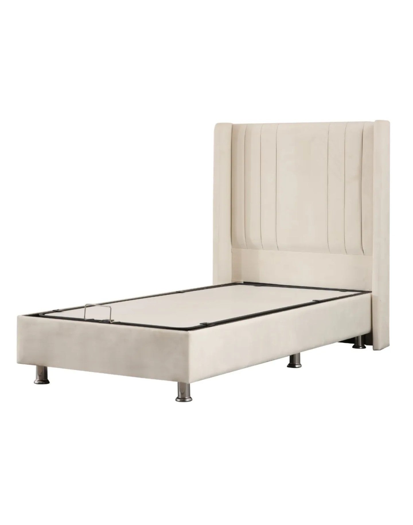 Lit Coffre Enfant ALMA Blanc Cassé - Velours