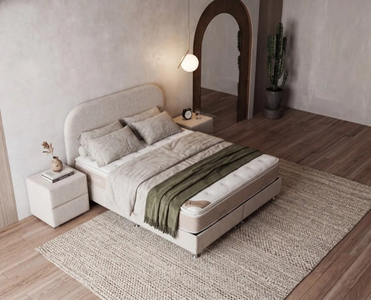 Lit Coffre EDA BLANC CASSE - Chenille ( SANS MATELAS )