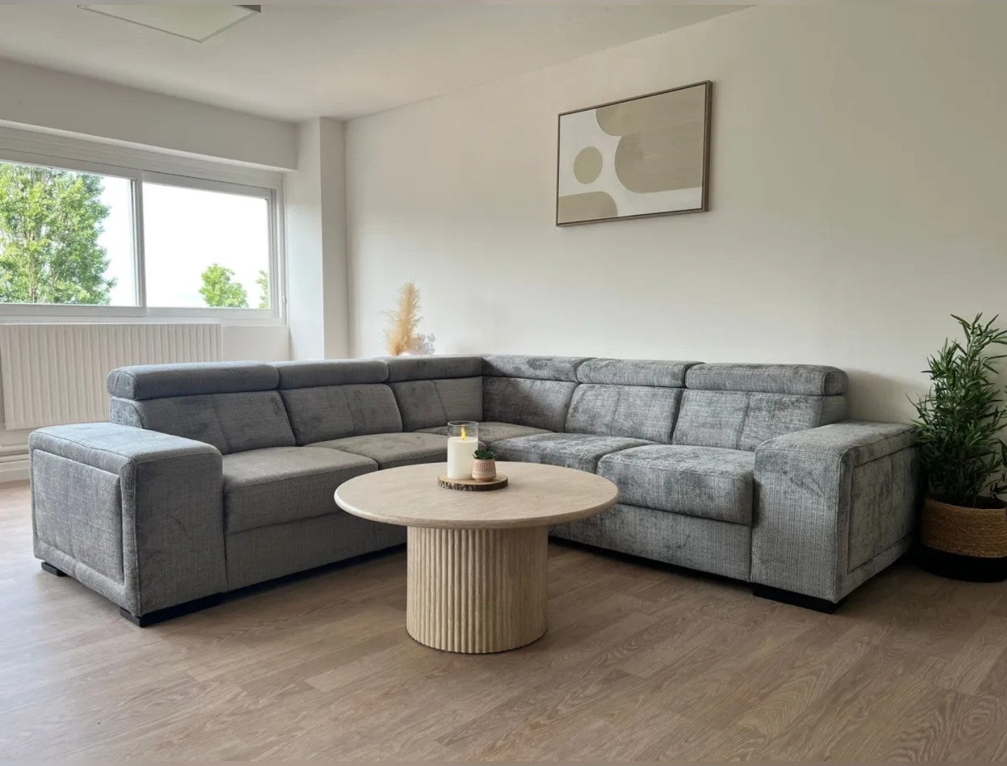 Canapé Karola Convertible Tissu Marbella Gris Anthracite