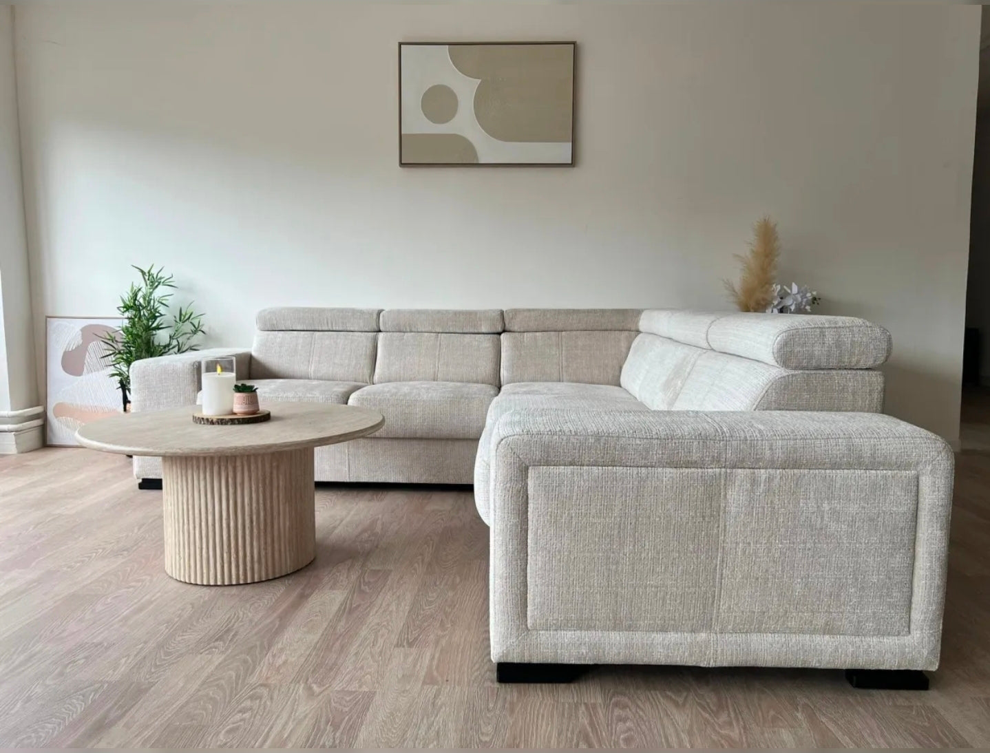 Canapé Karola Convertible Tissu Marbella Crème
