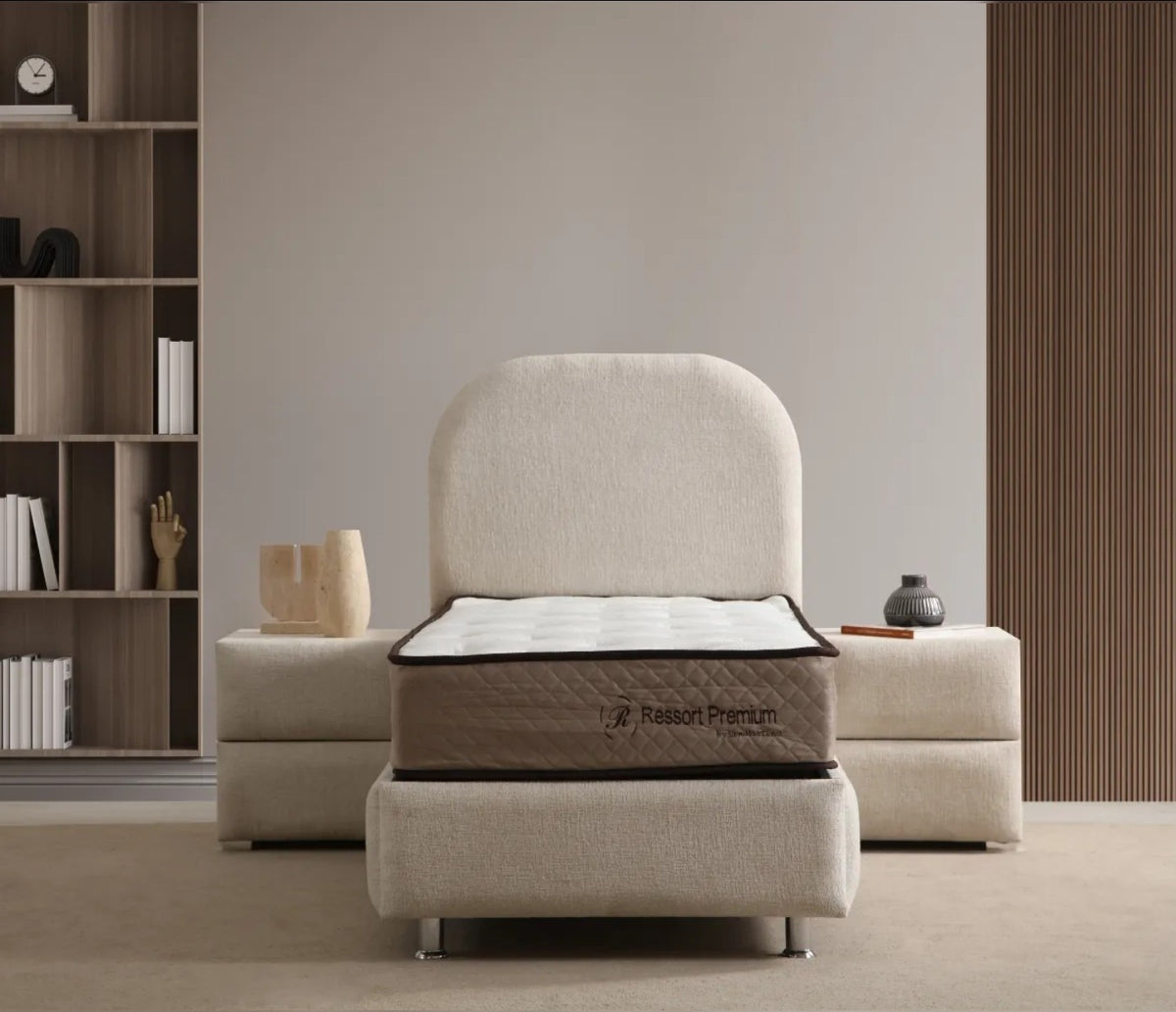 Lit Coffre Enfant 90x190  JADE BLANC CASSE - CHENILLE