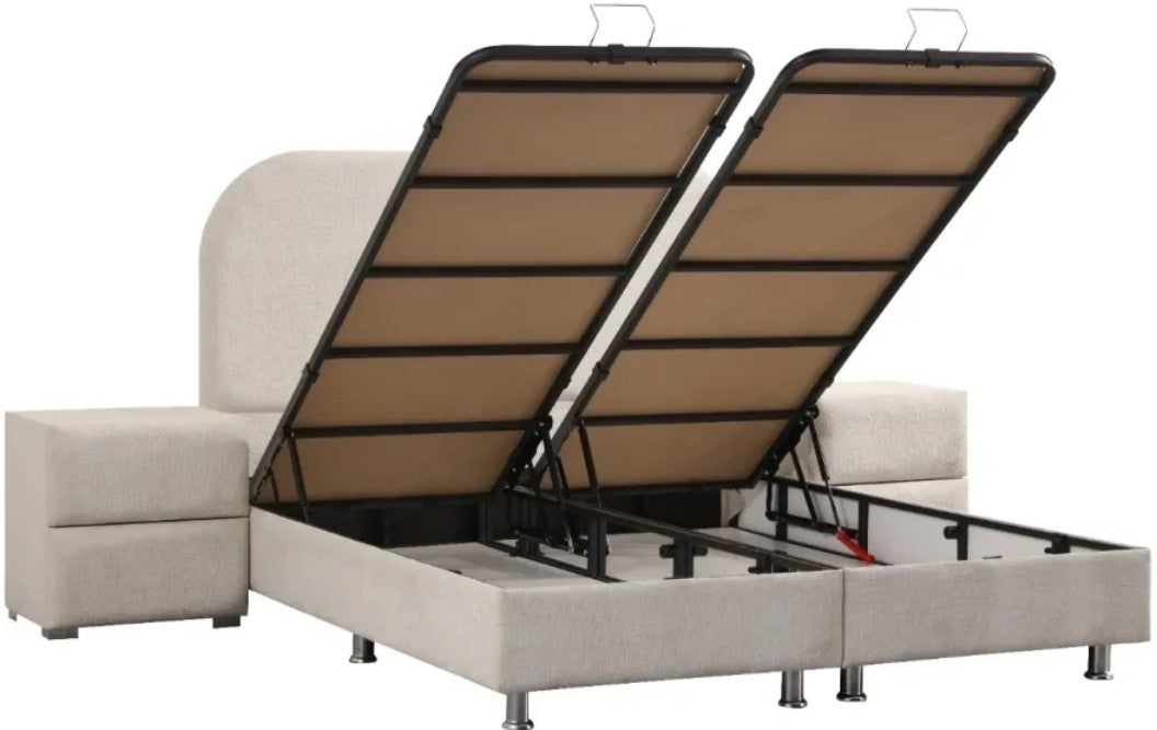 Lit Coffre EDA BLANC CASSE - Chenille ( SANS MATELAS )