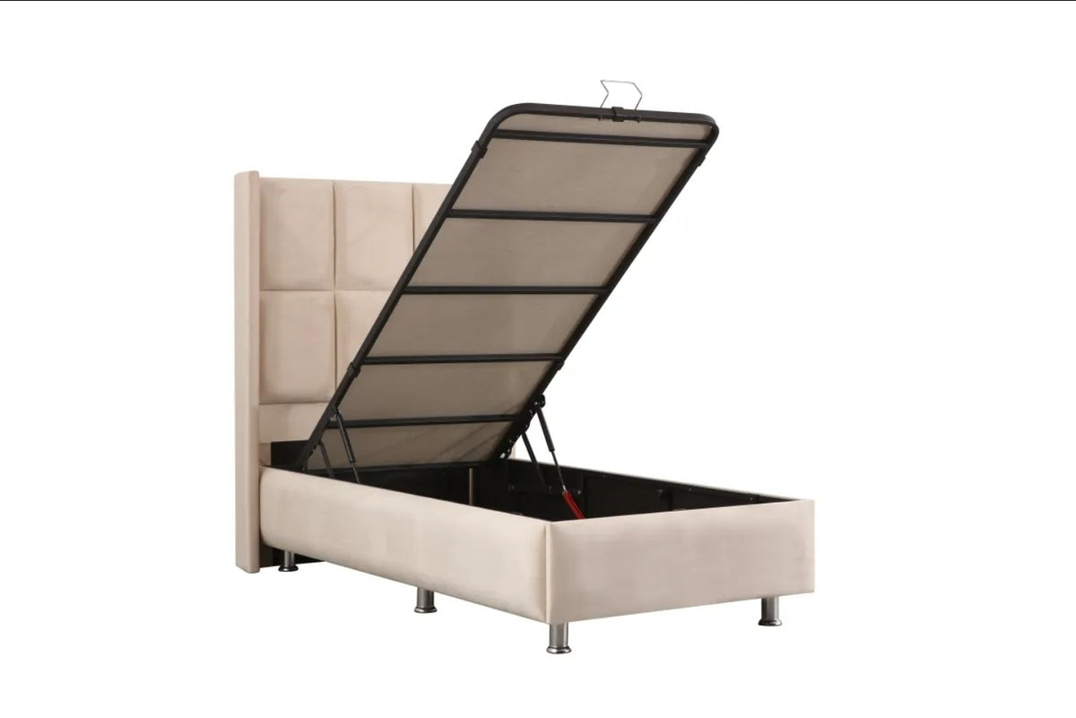 Lit Coffre Enfant RIO BEIGE - Velours