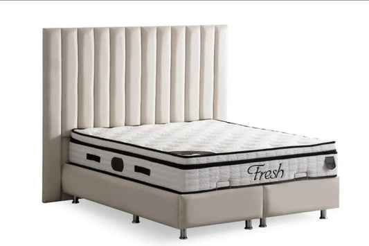 Lit Coffre ATHENA BLANC CASSE - VELOURS ( SANS MATELAS )