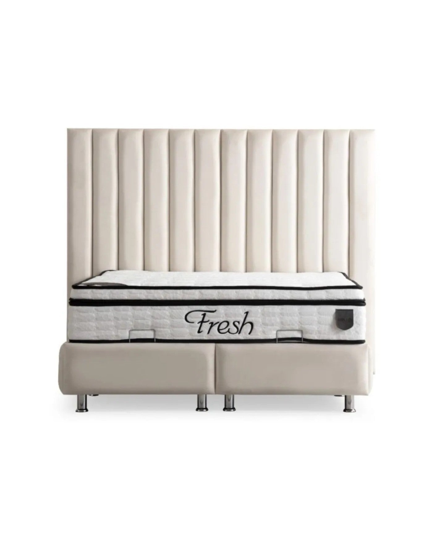 Lit Coffre ATHENA BLANC CASSE - VELOURS ( SANS MATELAS )