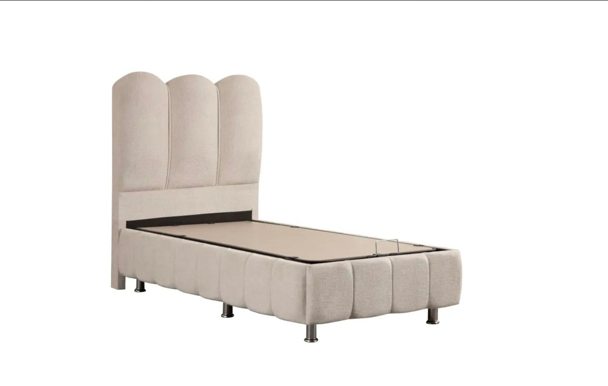 Lit Coffre Enfant 90x190 EVA BLANC CASSE - CHENILLE