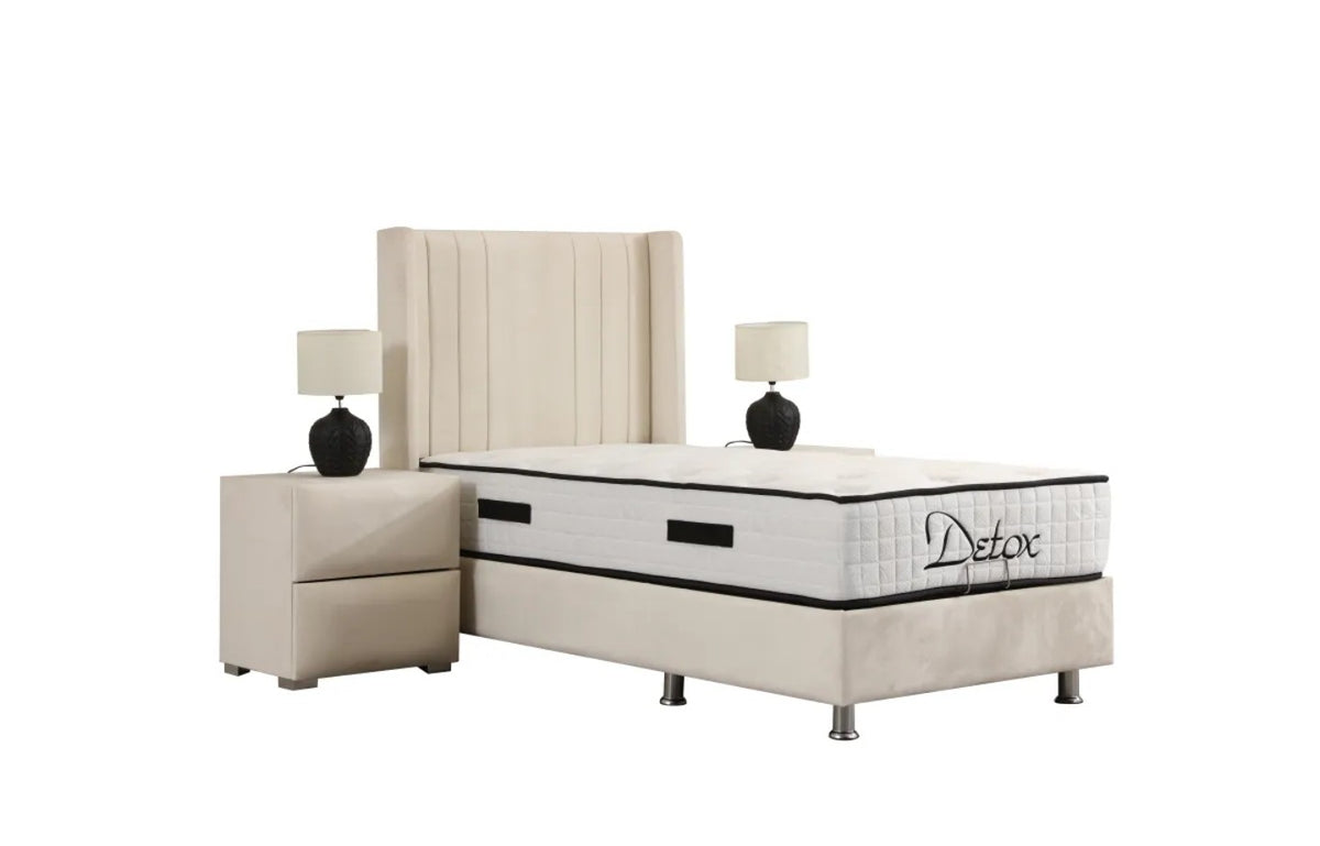 Lit Coffre Enfant ALMA Blanc Cassé - Velours