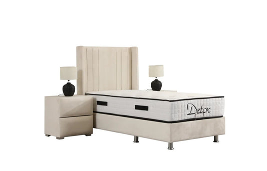 Lit Coffre Enfant ALMA Blanc Cassé - Velours