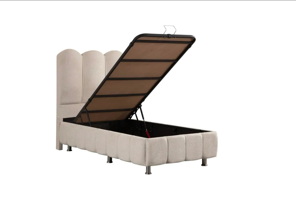 Lit Coffre Enfant 90x190 EVA BLANC CASSE - CHENILLE