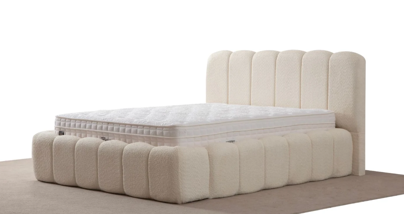 Lit Coffre ALYA BLANC CASSE - Chenille ( SANS MATELAS )