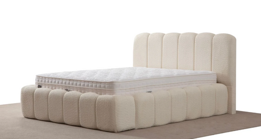Lit Coffre ALYA BLANC CASSE - Chenille ( SANS MATELAS )
