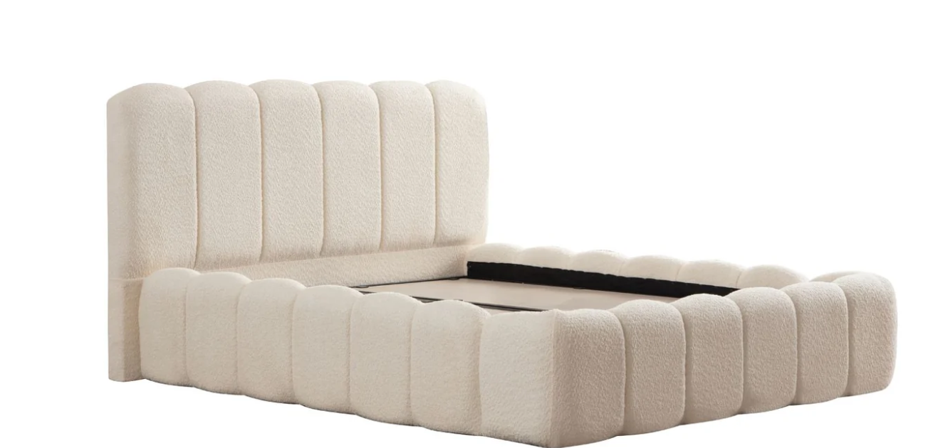 Lit Coffre ALYA BLANC CASSE - Chenille ( SANS MATELAS )