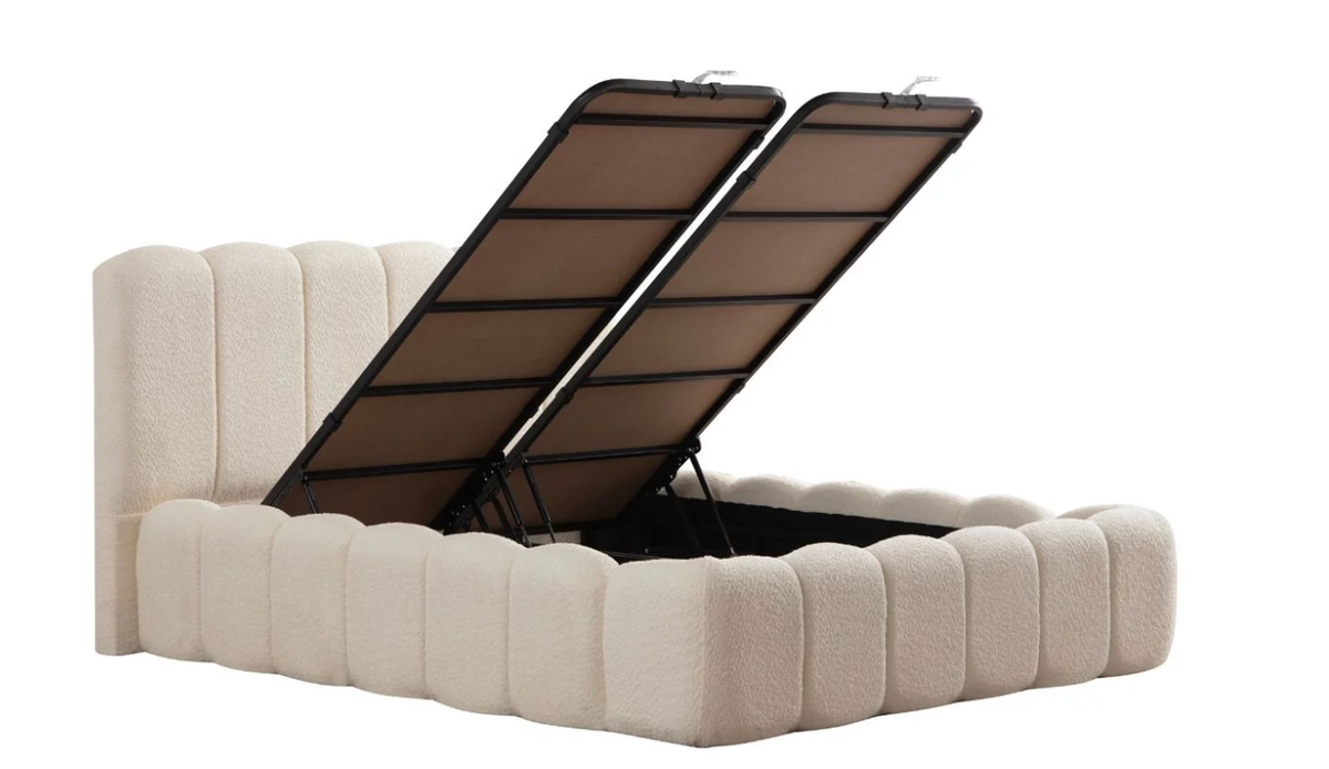Lit Coffre ALYA BLANC CASSE - Chenille ( SANS MATELAS )