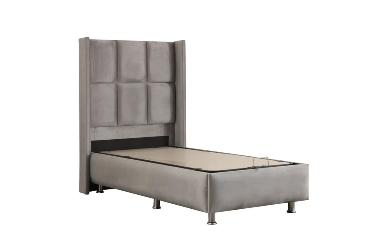 Lit Coffre Enfant RIO GRIS - Velours