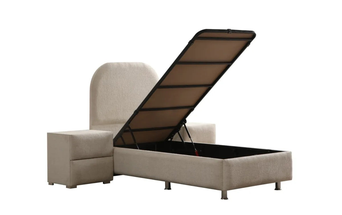 Lit Coffre Enfant 90x190  JADE BLANC CASSE - CHENILLE