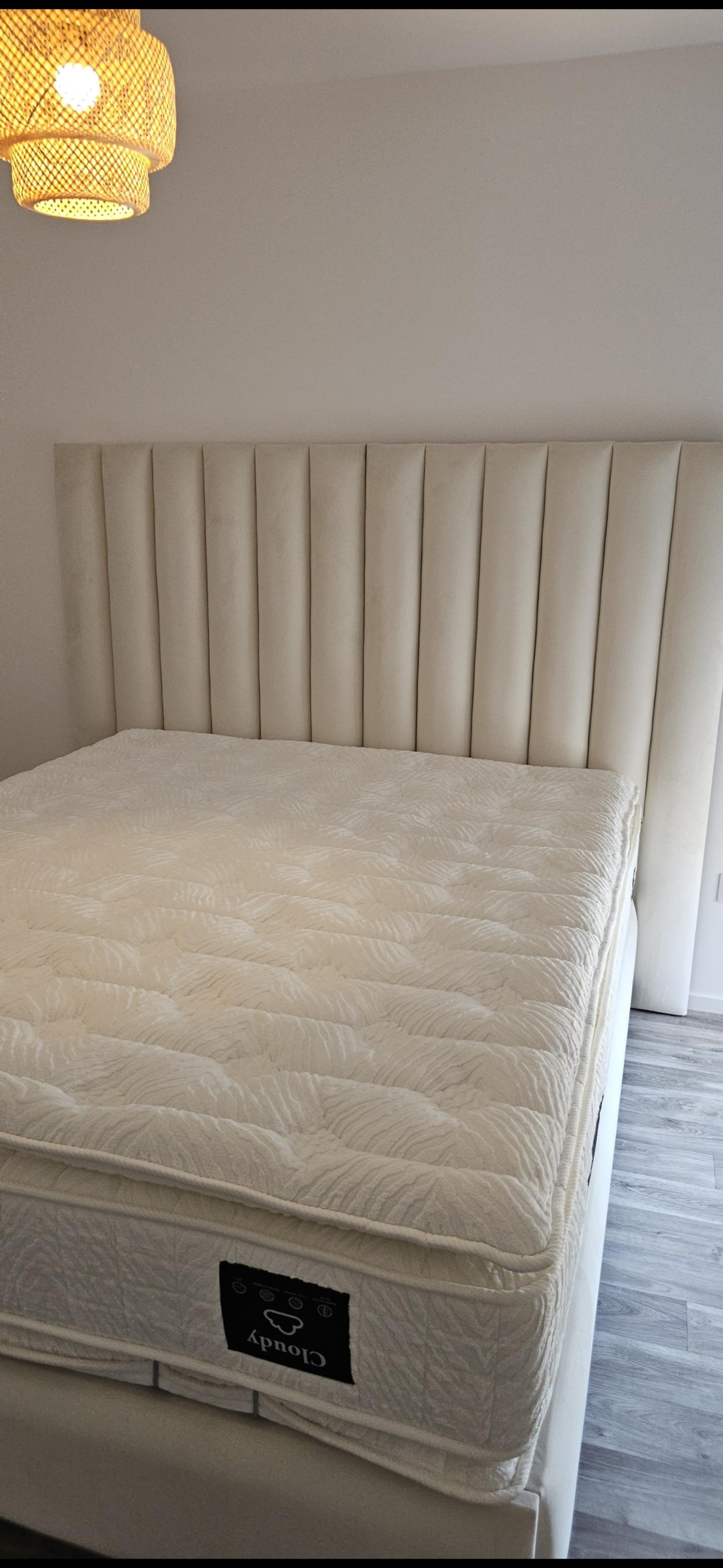 Lit Coffre ATHENA BLANC CASSE - VELOURS ( SANS MATELAS )